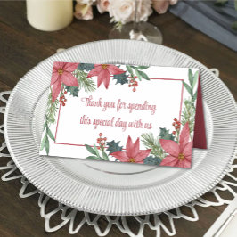 Poinsettia Tack Red Blommigt jul Bröllop Placeringskort