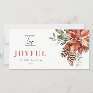 Poinsettia Tall Glädje Jul Logotyp Företag Julkort