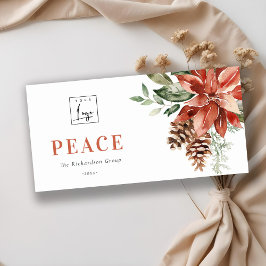 Poinsettia Tall Jul Fred Christmas Logotyp Företag Julkort