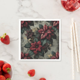 Poinsettia Tapet Grunge Art Decoupage Napkins Pappersservett