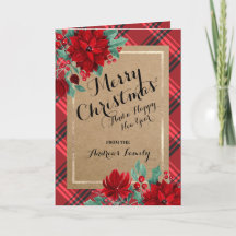 Poinsettia Tartan Kraft Rustic God jul