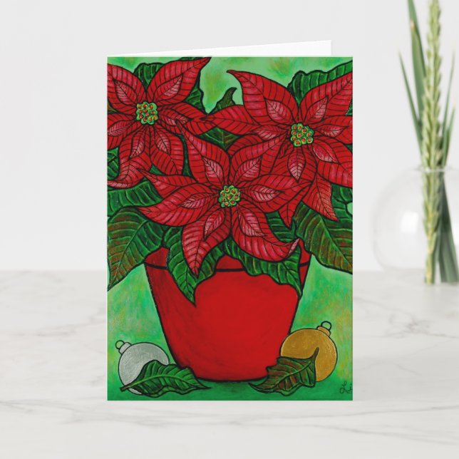 "Poinsettia Time"-hälsningskort Helgkort (Framsida)