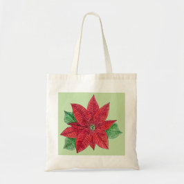 Poinsettia Tote Bag - Mint-Grönt Tygkasse