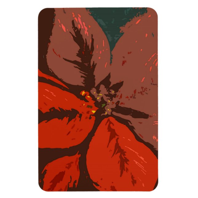 Poinsettia Traditional Design Magnet (Vertikal)