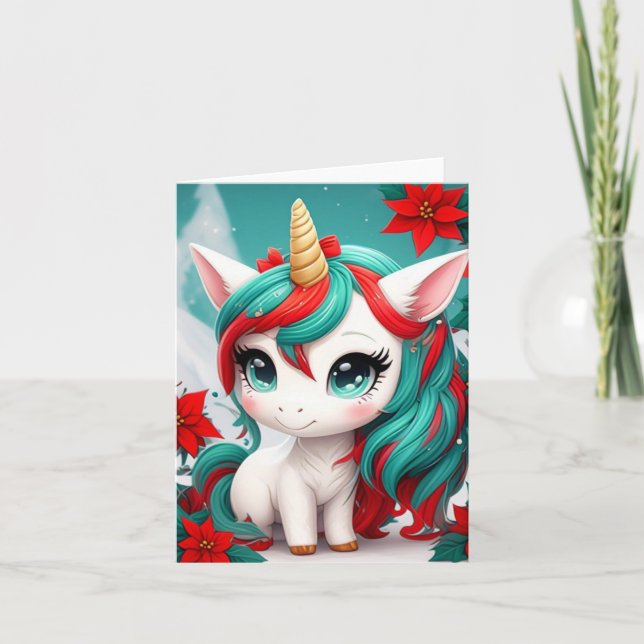Poinsettia Unicorn Kort (Framsida)
