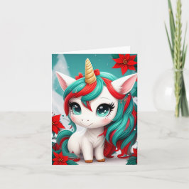 Poinsettia Unicorn Kort