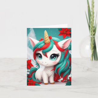Poinsettia Unicorn Kort