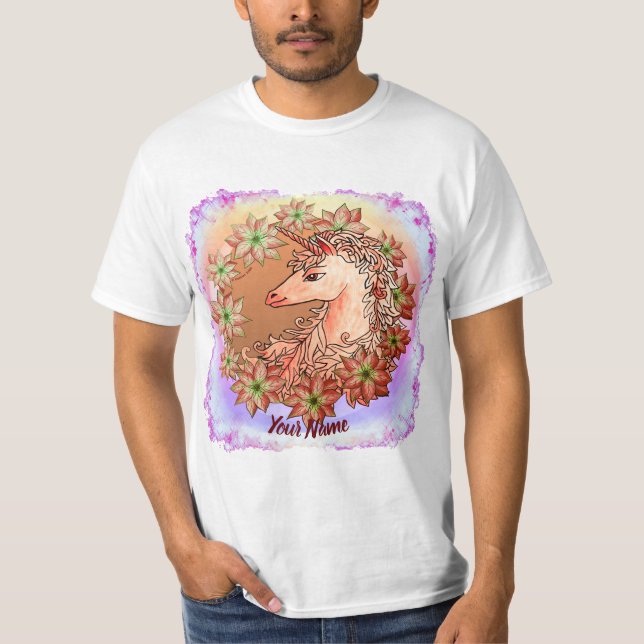 Poinsettia Unicorn T-Shirt (Framsida)