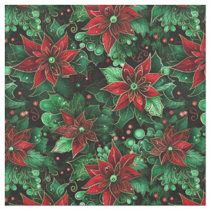 Poinsettia Upprepa jul AI-generationen Mönster Tyg
