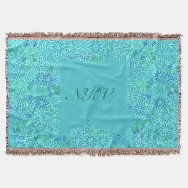Poinsettia utandning med Monogram, turkos Mysfilt (Framsidan)