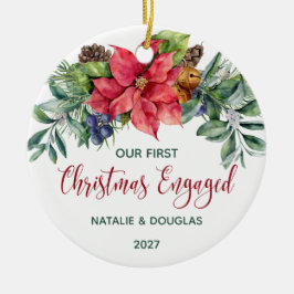 Poinsettia, vårt första julengagerade foto julgransprydnad keramik