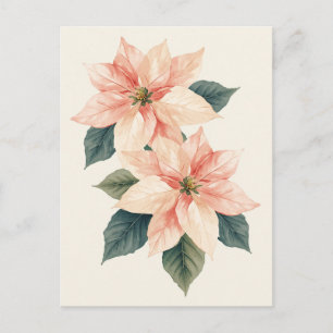 Poinsettia Vattenfärg Jul Pastell Jul Helg Vykort