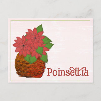 Poinsettia Växt Akvarell December Födelsedag Vykort