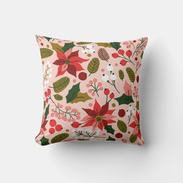Poinsettia vinterkudde vid helgdag kudde (Framsida)