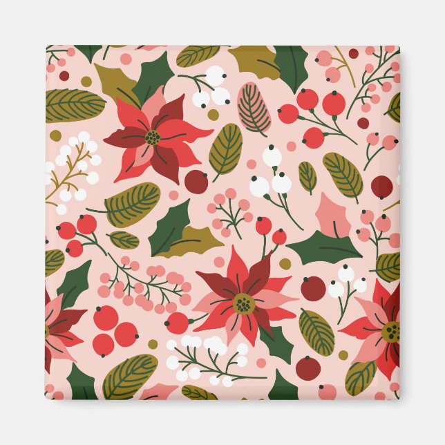 Poinsettia vintermagnet helgdag magnet (Framsidan)