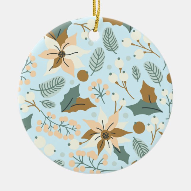 Poinsettia vinterprydnad helgdag julgransprydnad keramik (Framsidan)