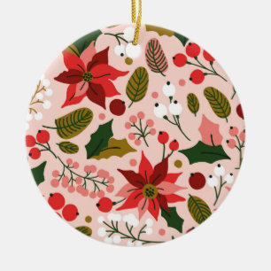 Poinsettia vinterprydnad helgdag julgransprydnad keramik