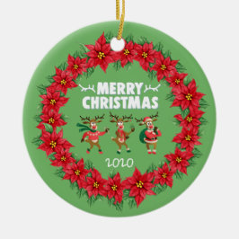 Poinsettia WandeDancing Reindeer God jul Julgransprydnad Keramik