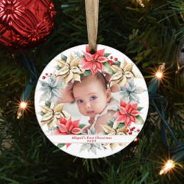 Poinsettia Wandetia & Photo Baby Första jul Julgransprydnad Keramik