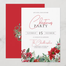 Poinsettia Watercolor jul Party