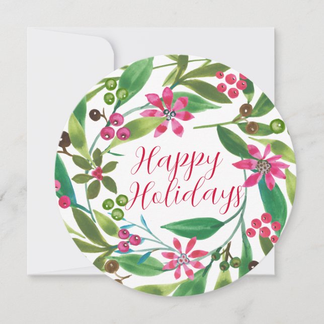Poinsettia Watercolor Wand Helgdag Card Kort (Framsida)