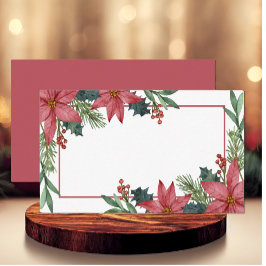 Poinsettia Winter Red-julen Blommigt Bröllop Placeringskort