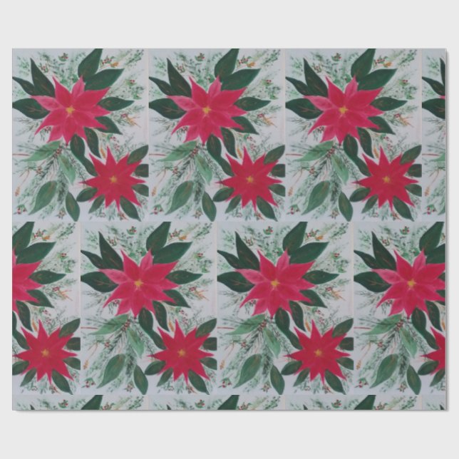Poinsettia Wrapping Papper Presentpapper (Platt)