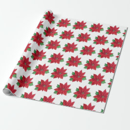Poinsettia Wrapping Papper - Vit bakgrund Presentpapper