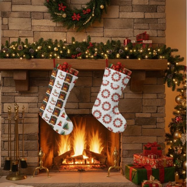 Poinsettia Wreath "Merry Christmas 2025 Stor Julstrumpa (Skapare uppladdad)