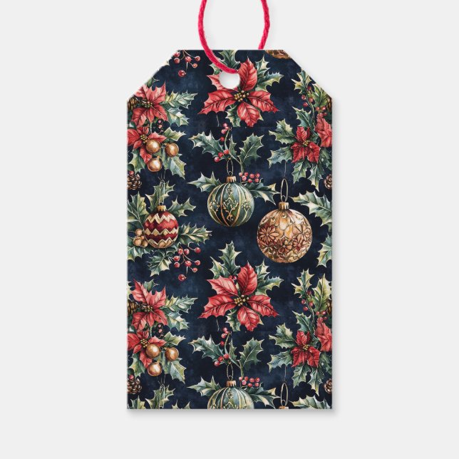 Poinsettias and Ornaments Presentetikett (Framsidan)