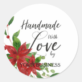 Poinsettias and Quote for Crafts Articles Handmade Runt Klistermärke