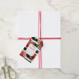 Poinsettias, Black Rand Juletiketter Presentetikett
