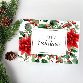 Poinsettias Blommigt Red Helgdag-julkort Helgkort