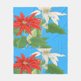 Poinsettias Blue Fleecefilt