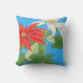 Poinsettias Blue Kudde