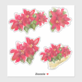 Poinsettias Christmas Holiday Floral Sticker Sheet Klistermärken