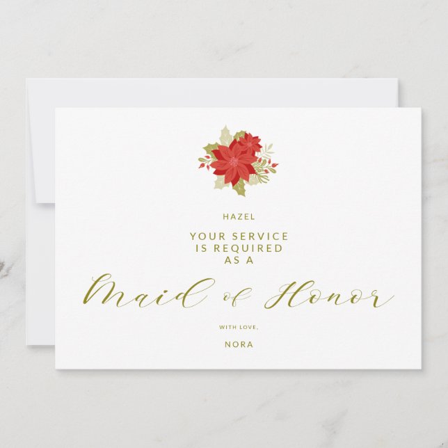 Poinsettias Christmas Will You Be My Maid of Honor (Framsida)