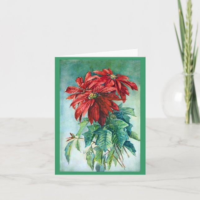 Poinsettias fina julkort helgkort (Framsida)