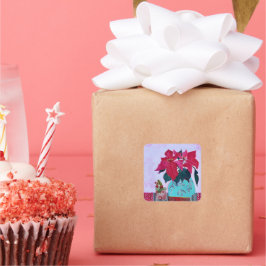 Poinsettias Fyrkantigt Klistermärke