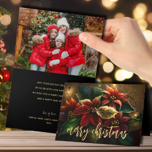 Poinsettias God jul-foto Helgkort