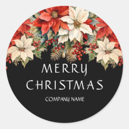 Poinsettias God jul Runt Klistermärke