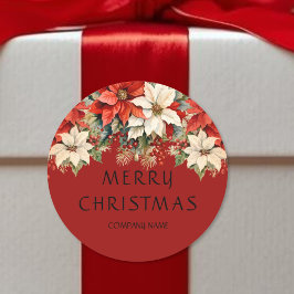 Poinsettias God jul Runt Klistermärke