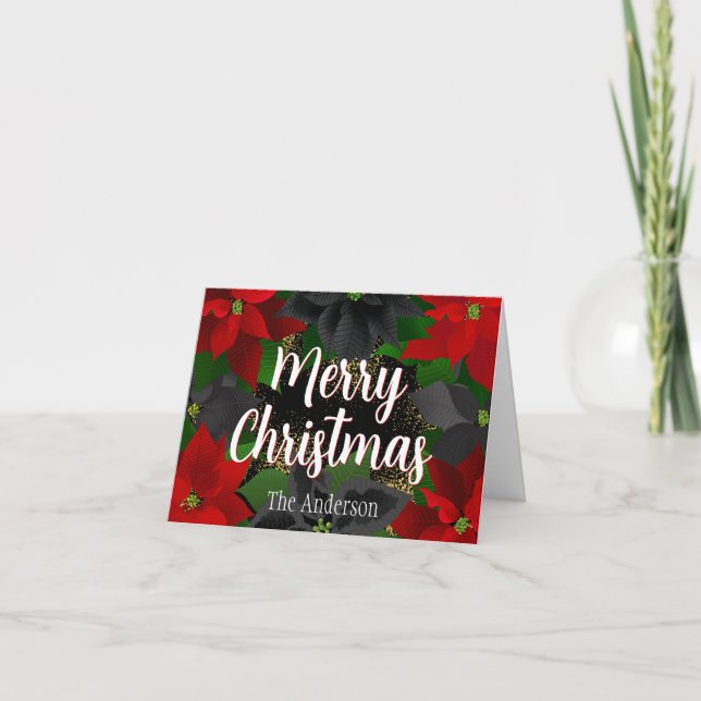 Poinsettias Helgdag Kort (Framsida)