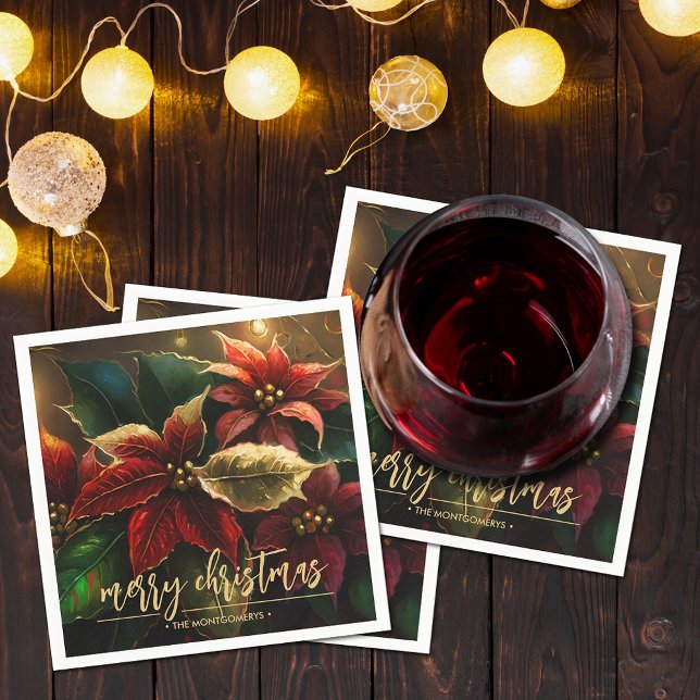 Poinsettias-Helgdag Pappersservett (Skapare uppladdad)