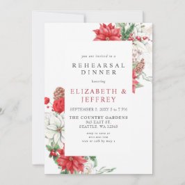 Poinsettias Holly jul Rehearsal Dinner Inbjudningar