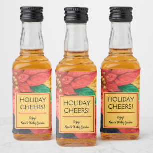 Poinsettias jul-Blommigten Personlig Mini Spritflaskor Etikett