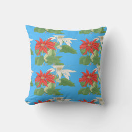 Poinsettias jul Blue Kudde