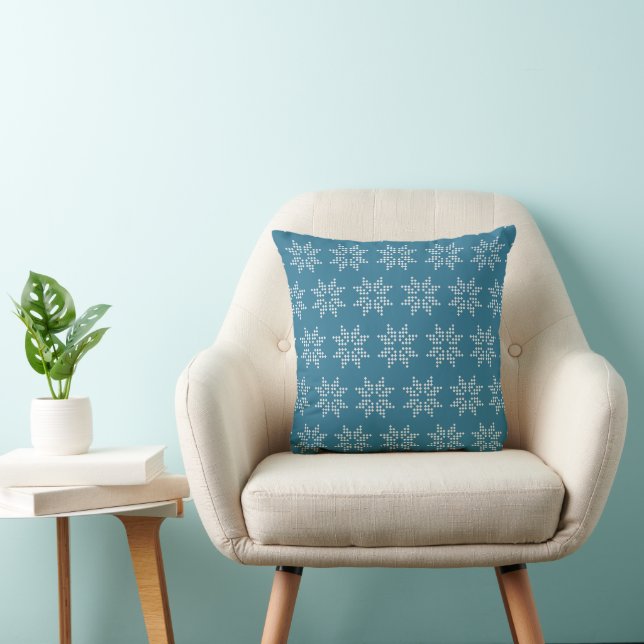 Poinsettias, julens Blommigt Art. på Greenish Blue Kudde (Stol)