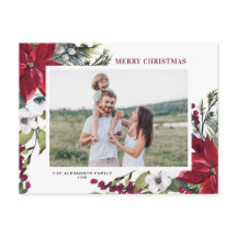 Poinsettias och Fir Lövs God jul Photo