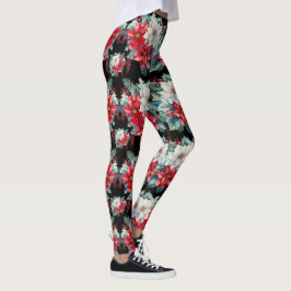 Poinsettias och Holly Berries Leggings - Söt